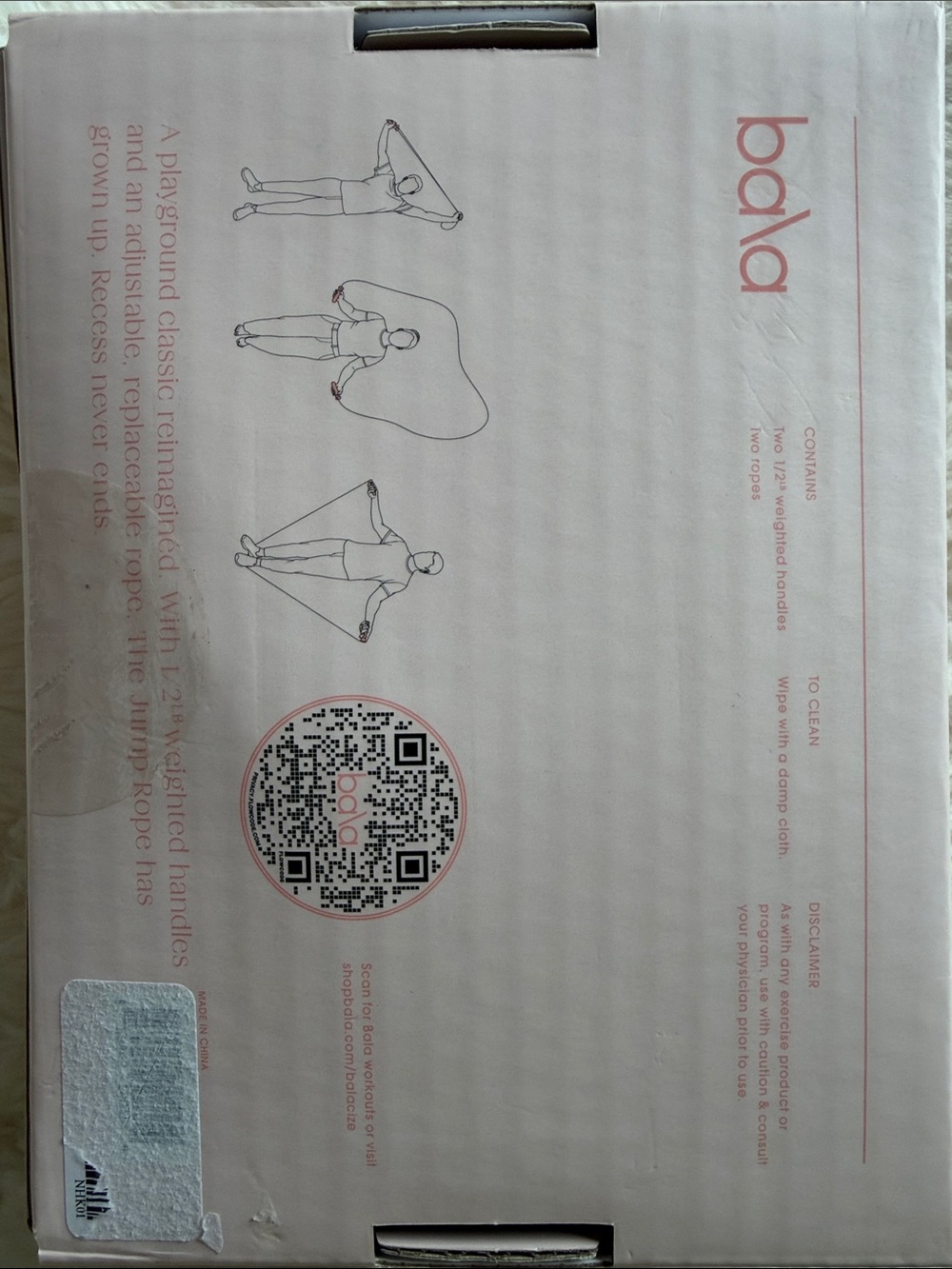 Bala Blush Pink The Jump Rope with Weighted Handles NIB - Picture 3 of 3